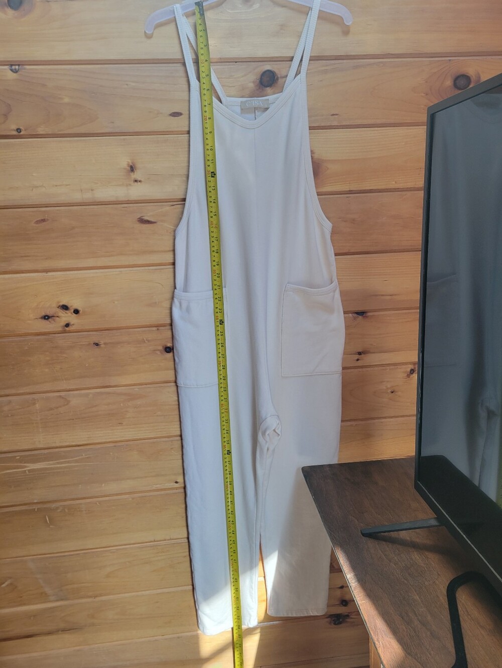 C'ISA Cream Colored Romper/Overalls In A Super Soft Cotton Blend Size Small EUC